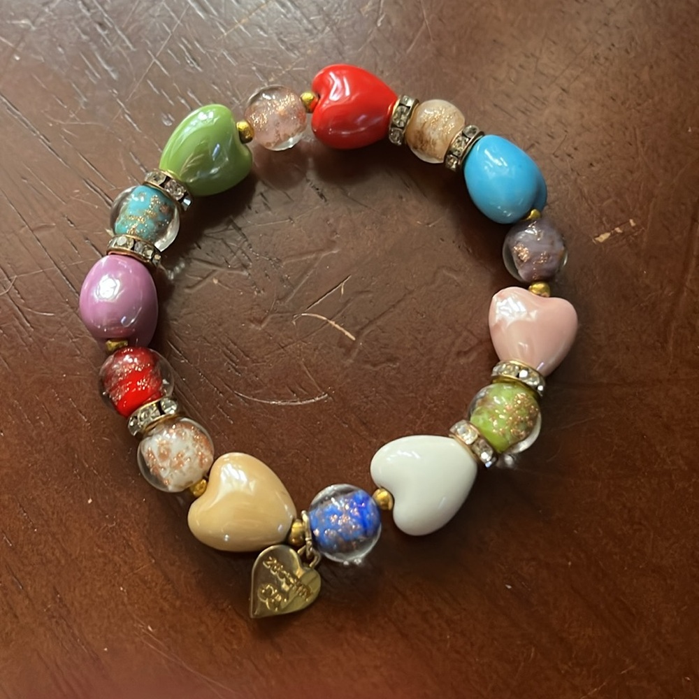 Zecchin bracelet glass beads hearts charms Elegant Multicolor Beaded Bracelet‎ - Picture 4 of 7
